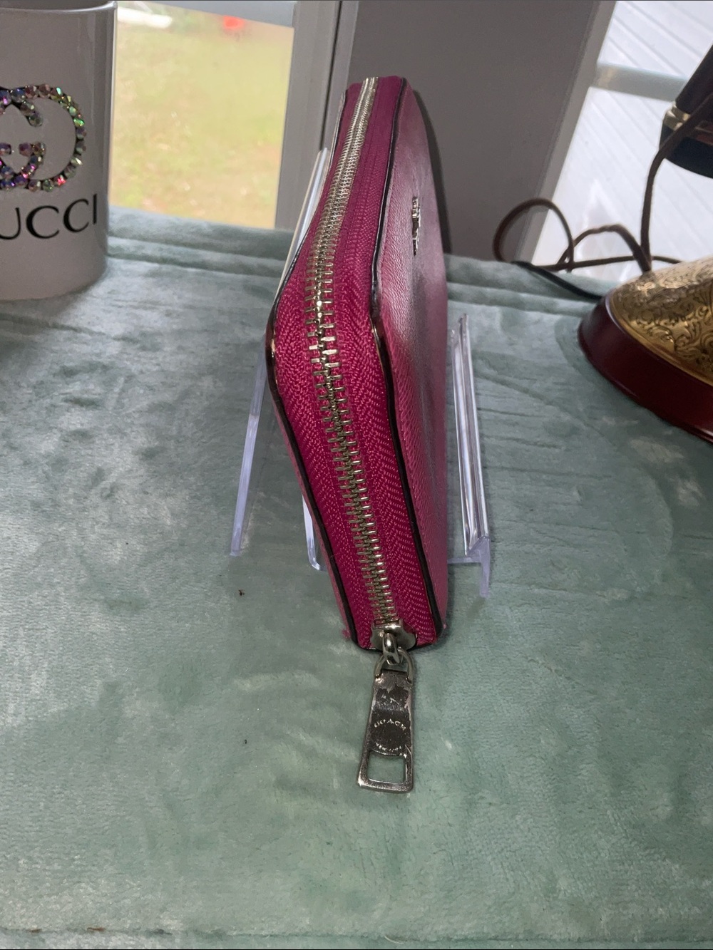 Coach Hot Pink Zip-Around Leather Wallet - Picture 5 of 8